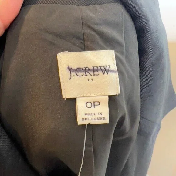 J.Crew Petite $218 Drapey twill double-breasted blazer Black Size 0P CB292